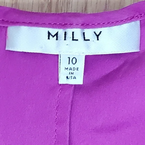 Milly size 10 silk blend  v neck short dolman sleeve top blouse magenta fuchsia - Picture 11 of 12